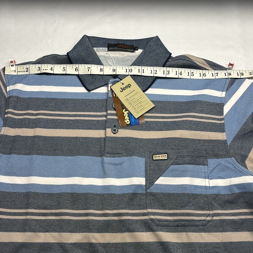 Jeep Long Sleeve Polo Shirt 1/4 Button Stripes Size Large NWT - Picture 7 of 10